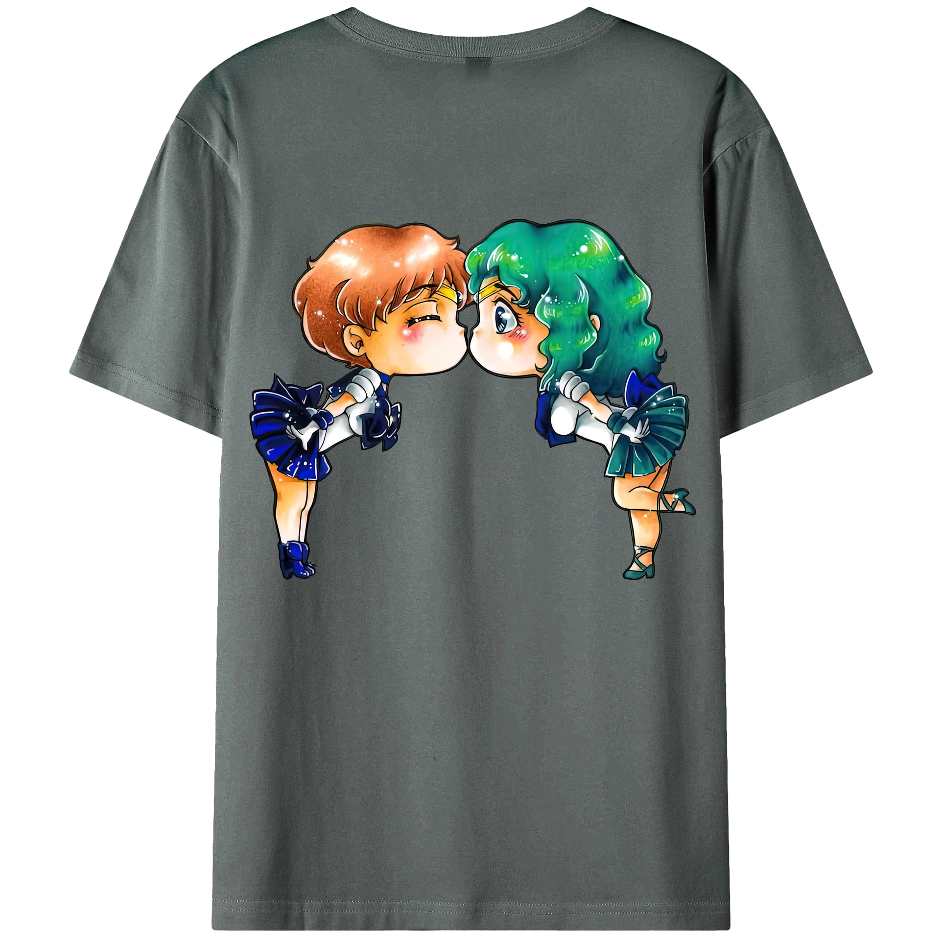 （画像用） 美少女戦士セーラームーン 天王はるか Sailor Moon Tenoh Haruka 綿100％ メンズ半袖Tシャツ（バックプリント） 通気性